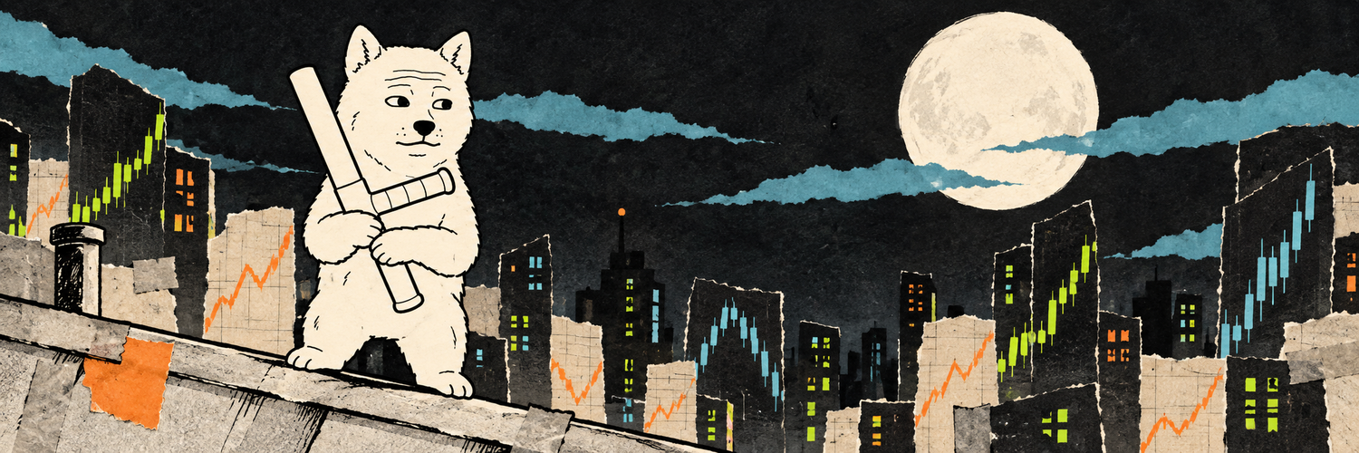 BAJAK standing over a paper city under moonlight